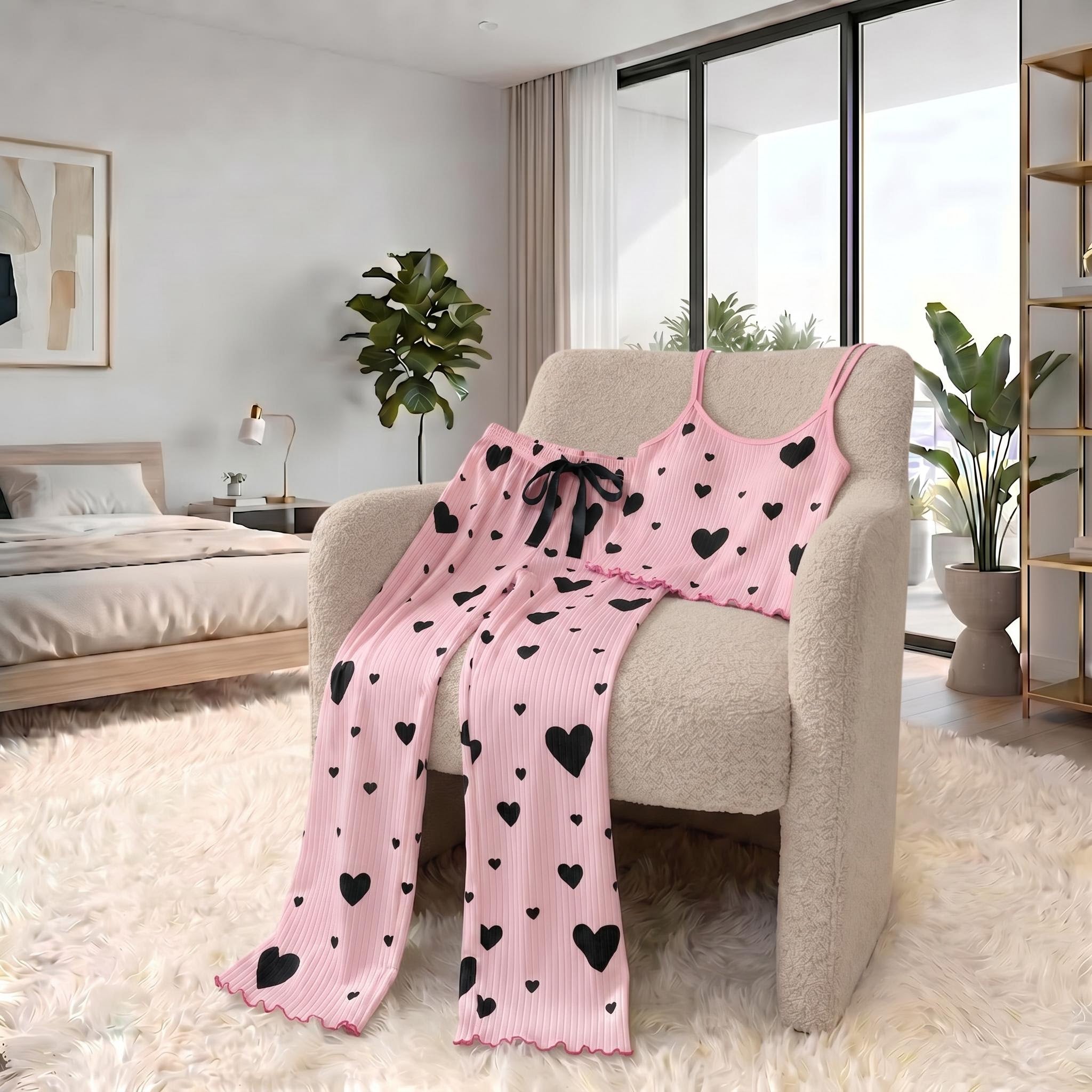 Love Print Pajama Set