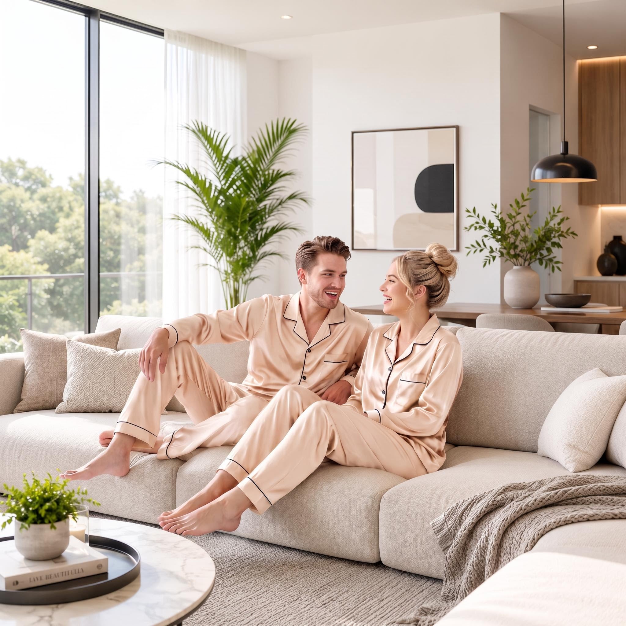 Silk Satin Couple Pajama Set For Him Or Her
