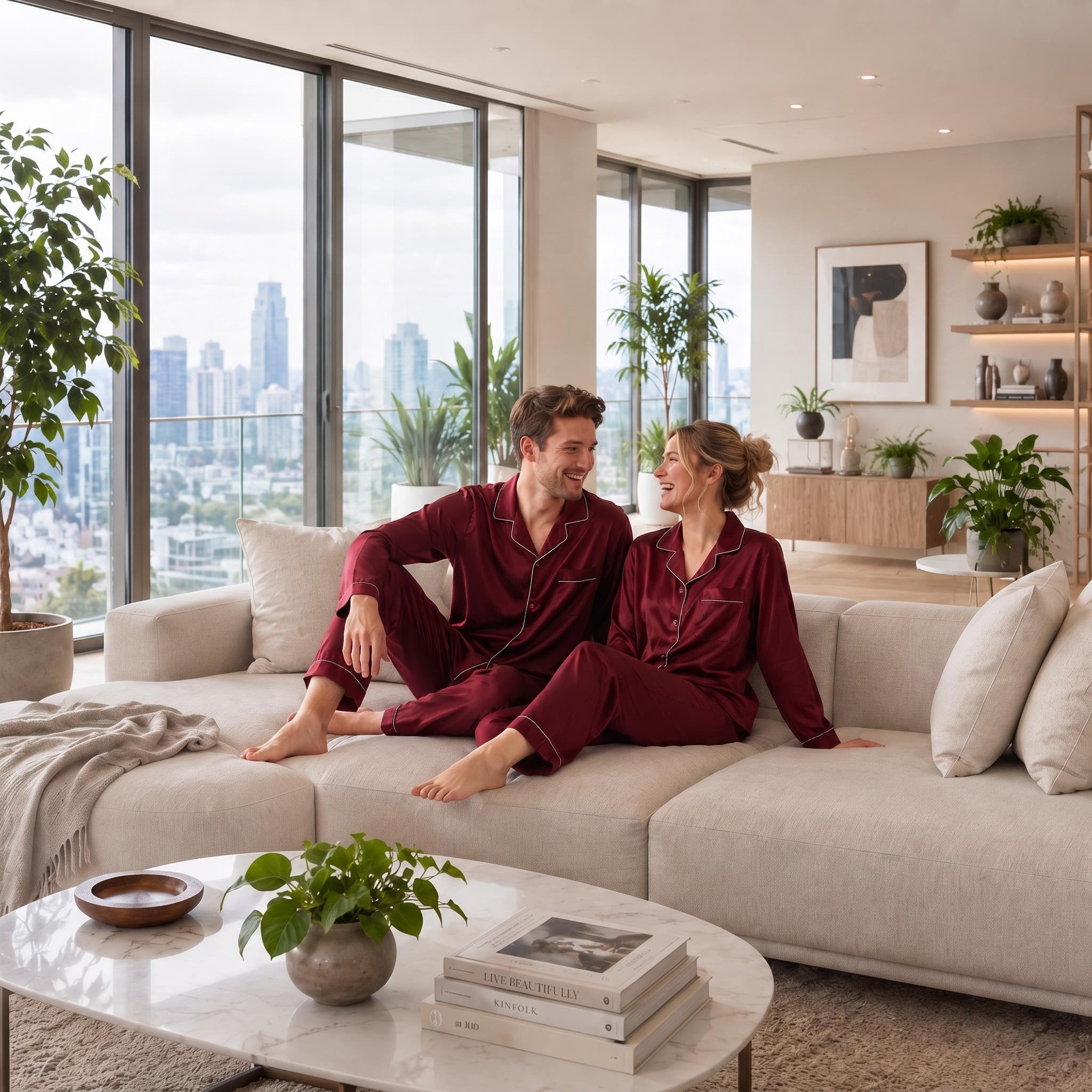 Silk Satin Couple Pajama Set For Him Or Her