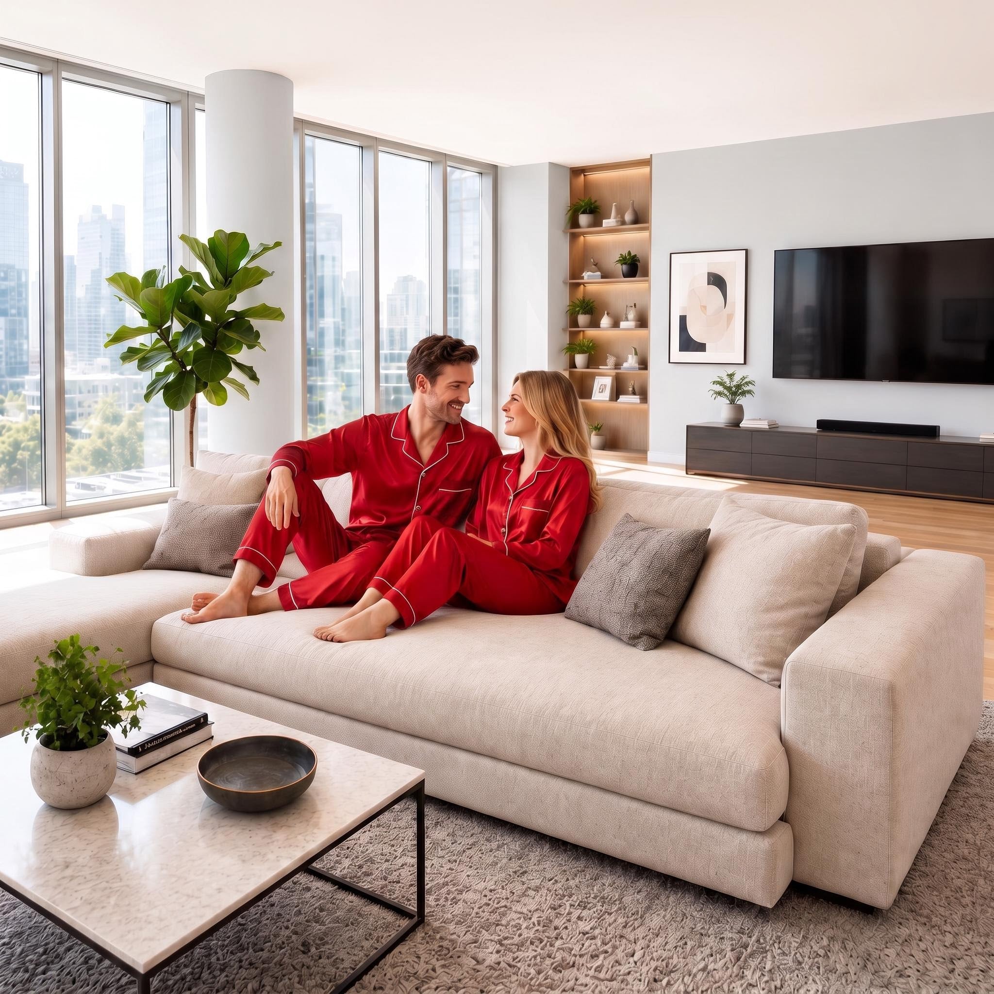 Silk Satin Couple Pajama Set For Him Or Her