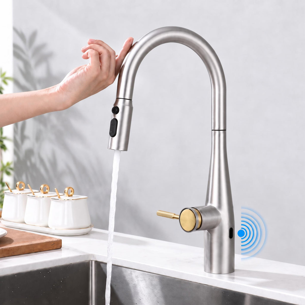 Smart Touch Kitchen Faucet with Infrared Sensor