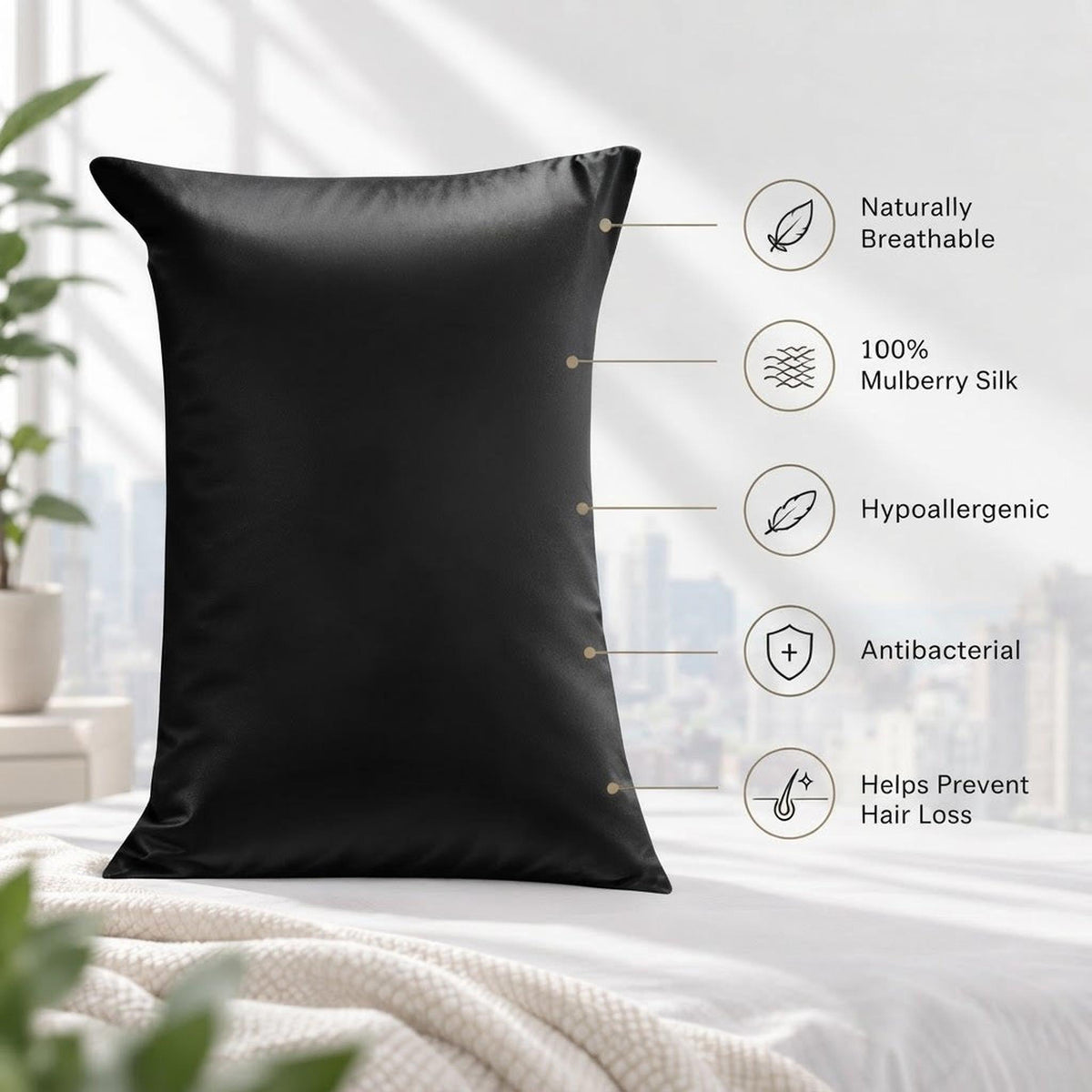 30-Momme Mulberry Silk Pillowcase with Envelope Closure-Pillowcases-Glompi-Glompi