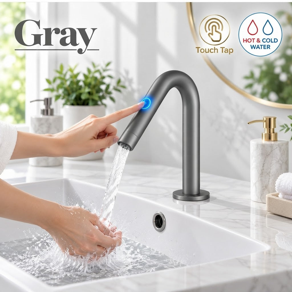 Smart Touch Gold Bathroom Faucet with Automatic Sensor