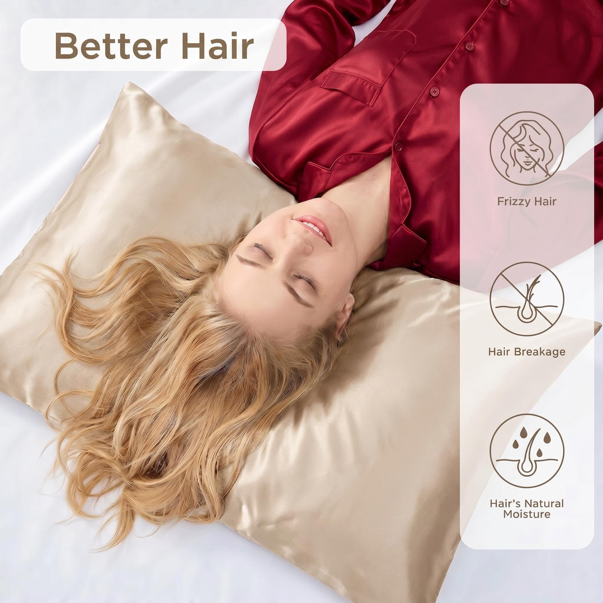 Silk Pillowcase Set for Hair - Luxurious Soft Texture