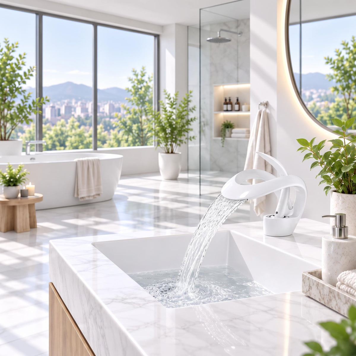 Waterfall Basin Mixer Tap – Solid Brass Modern Bathroom Sink Faucet