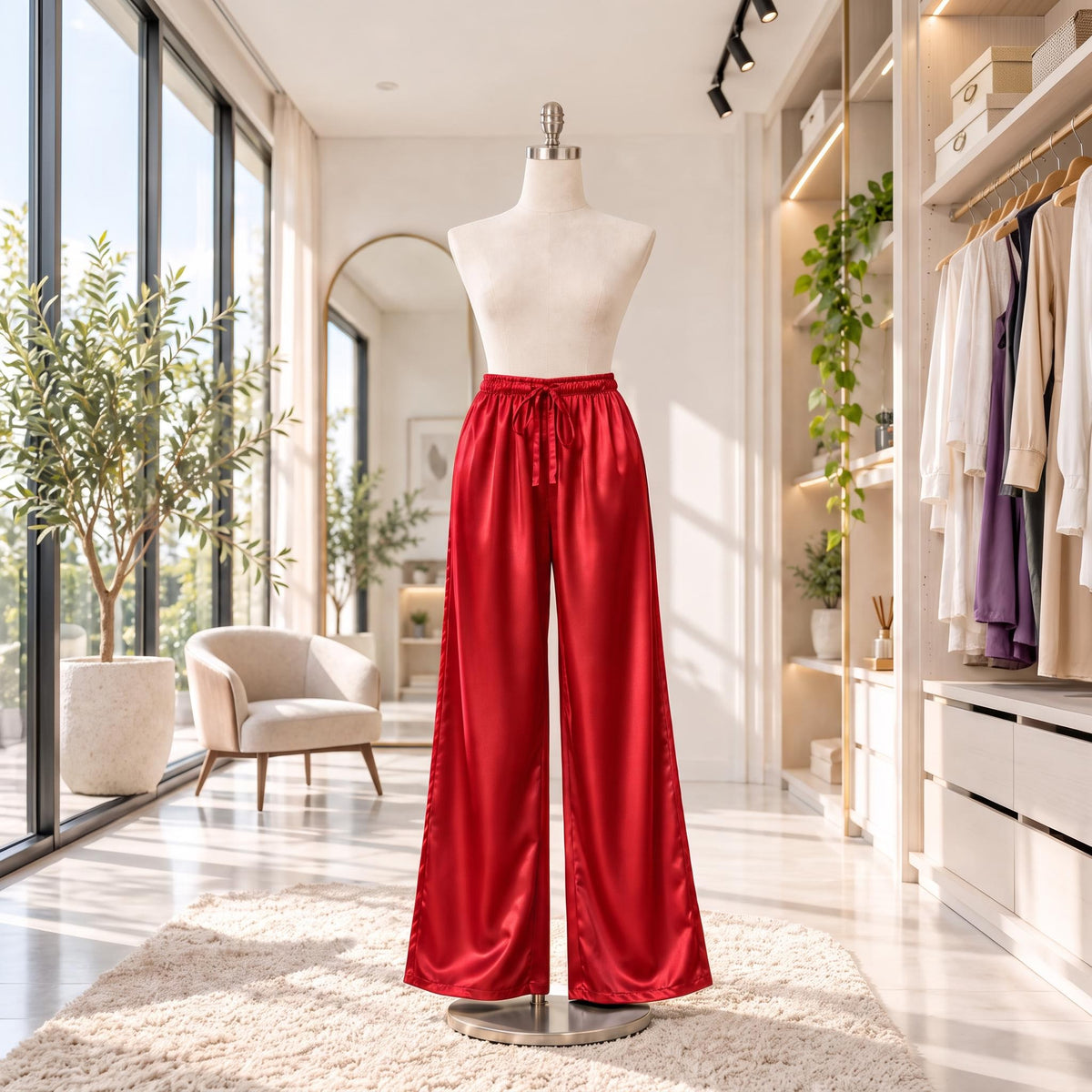 Elegant Flowing Wide Leg Silk Pants for Women