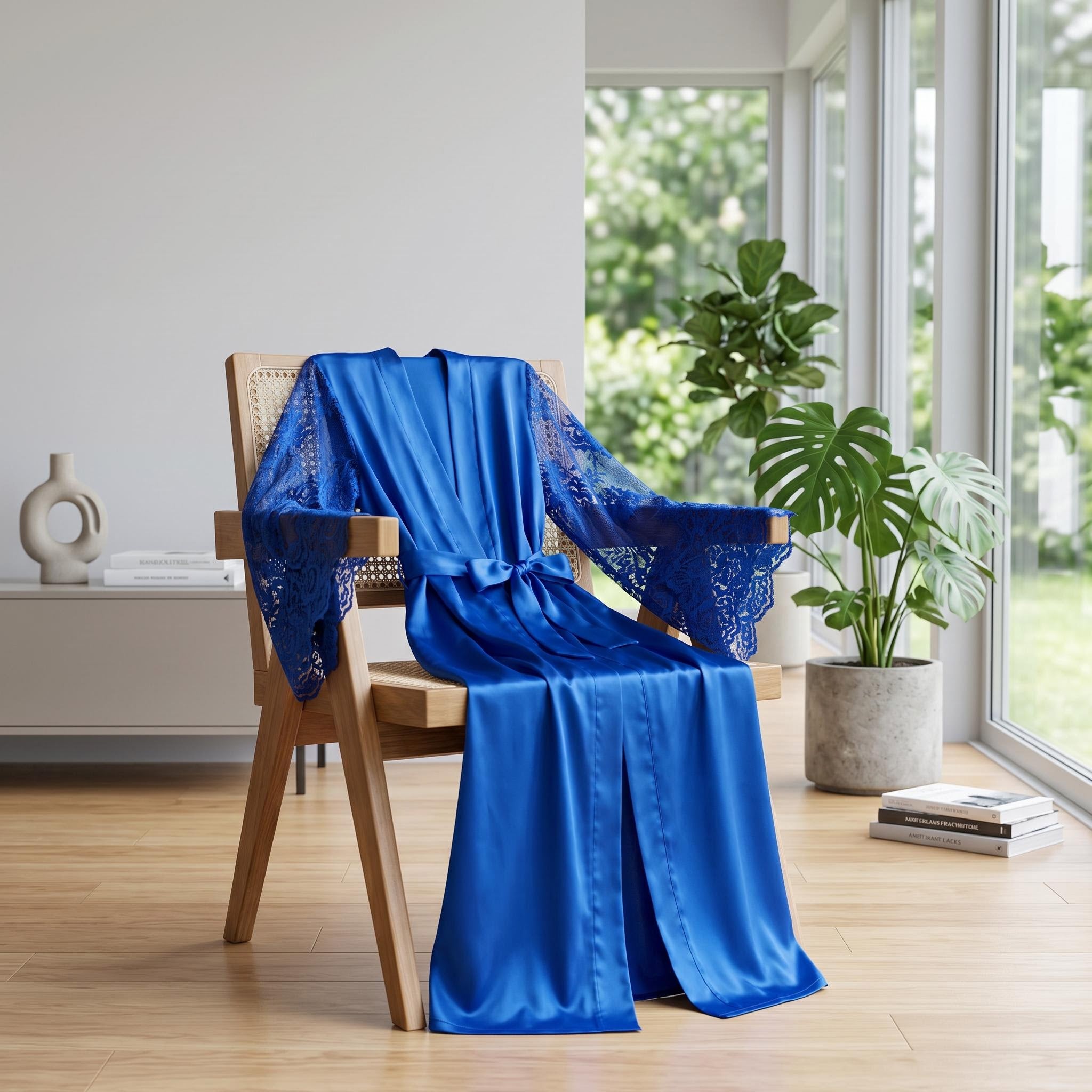 Elegant Lace Satin Nightgown and Robe Set for Women