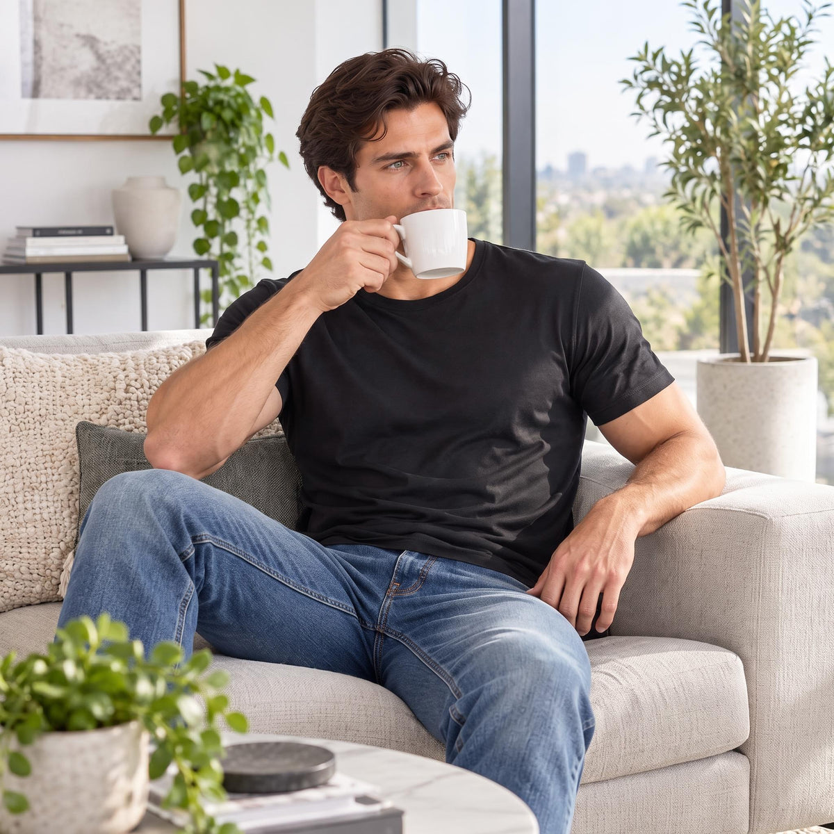 Men's Mulberry Silk Crew Neck T-Shirt for Versatile Style