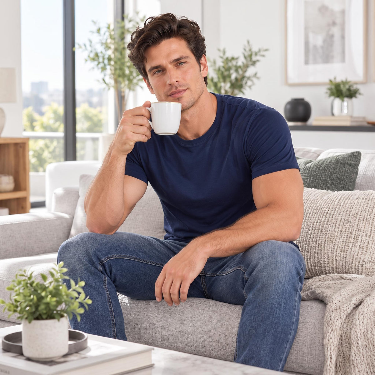 Men's Mulberry Silk Crew Neck T-Shirt for Versatile Style