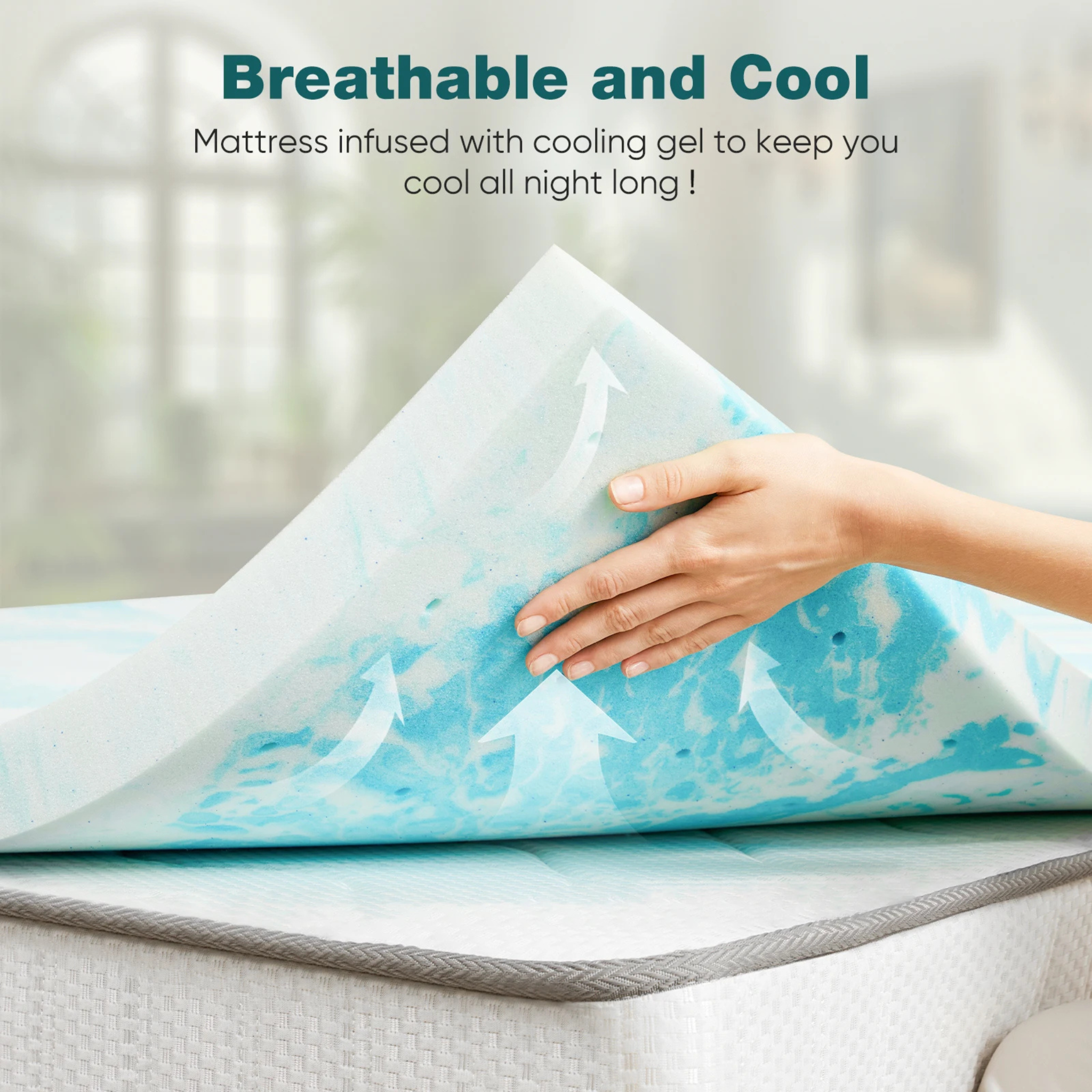 Cooling Gel Memory Foam Mattress Topper - Extra Thick Bed Pad