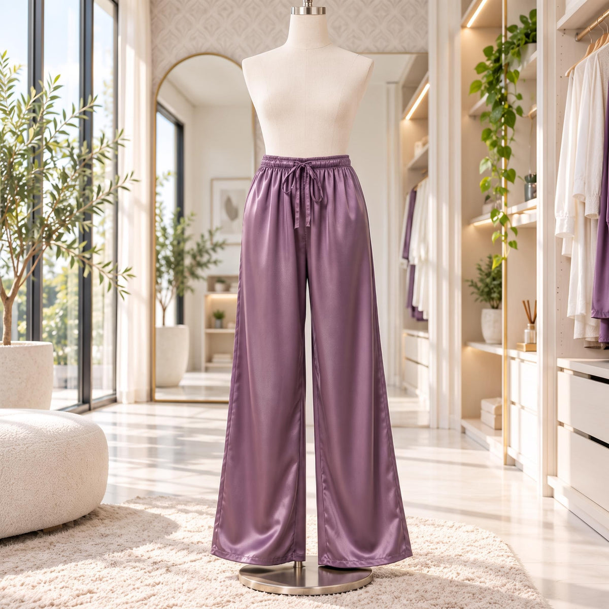Elegant Flowing Wide Leg Silk Pants for Women