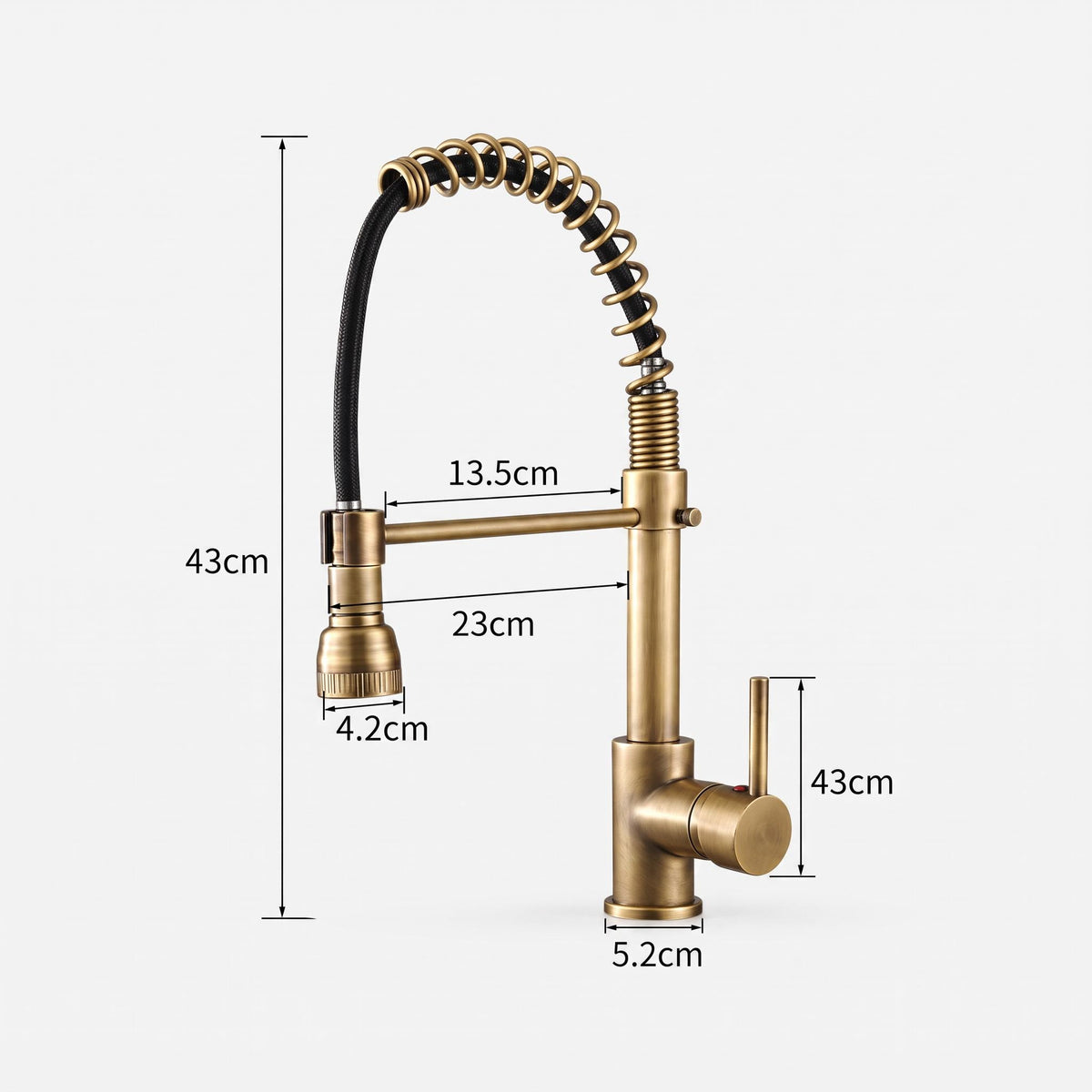 Antique Brass Kitchen Faucet with 360-Degree Rotation