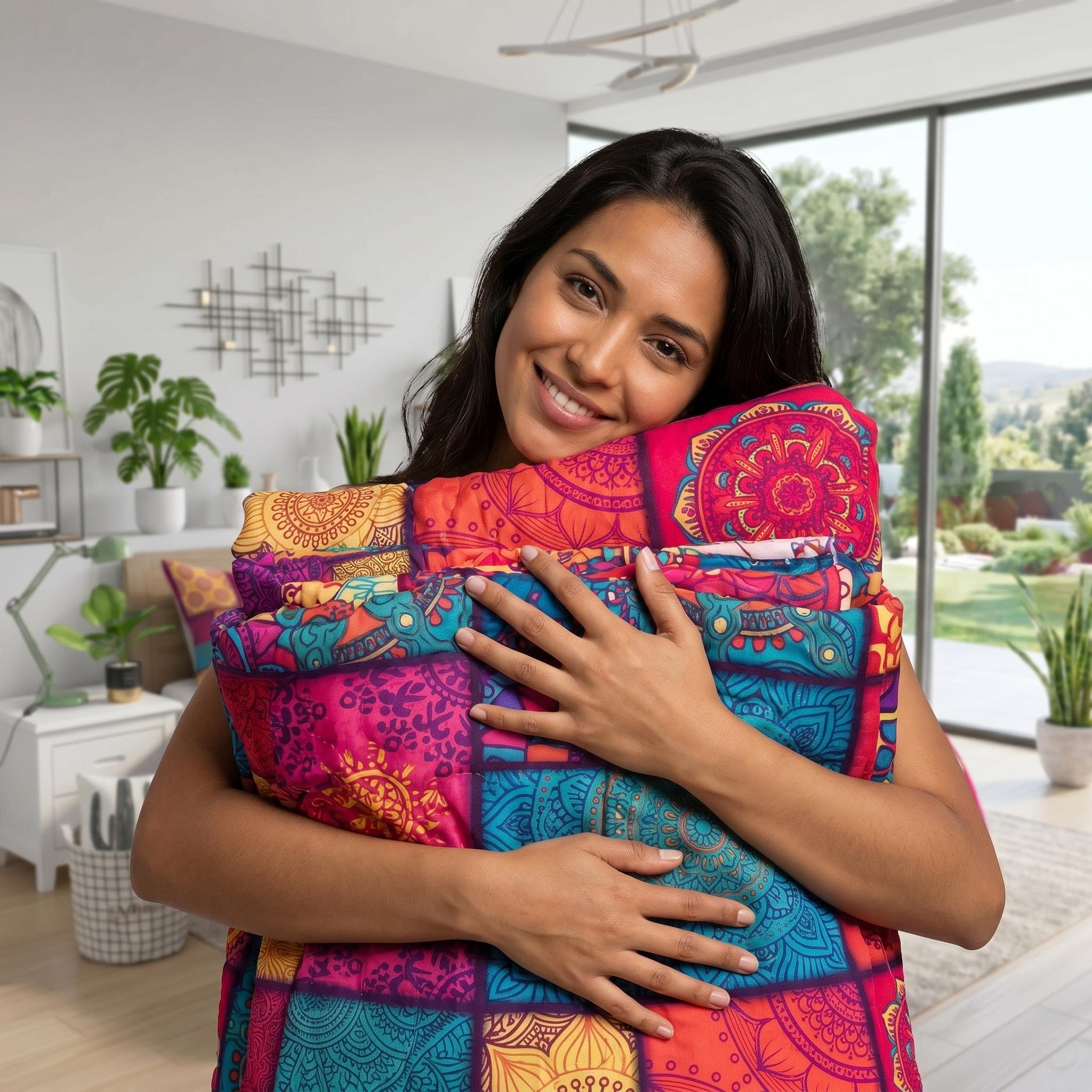 Multi Floral Printed Quilt Set