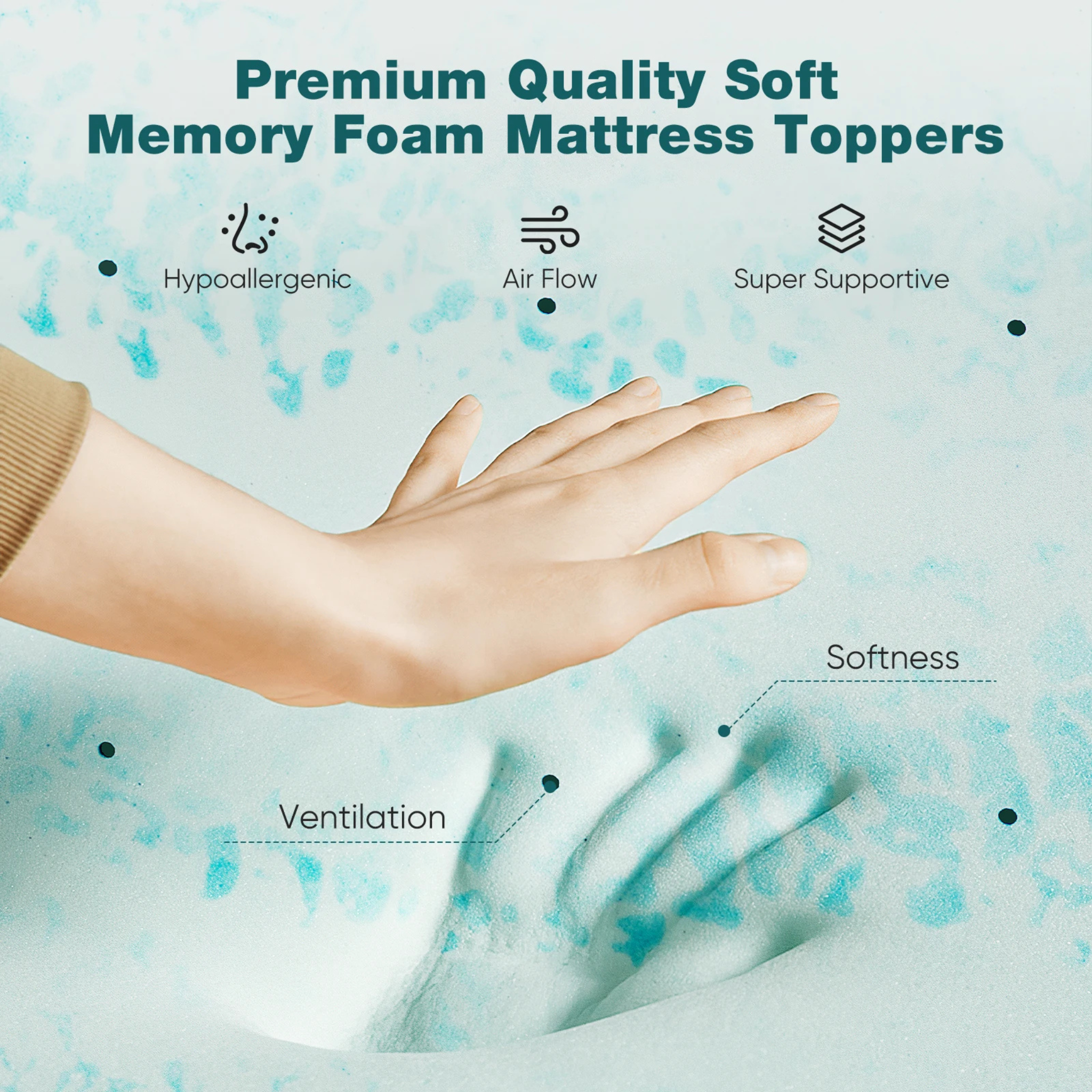 Cooling Gel Memory Foam Mattress Topper - Extra Thick Bed Pad