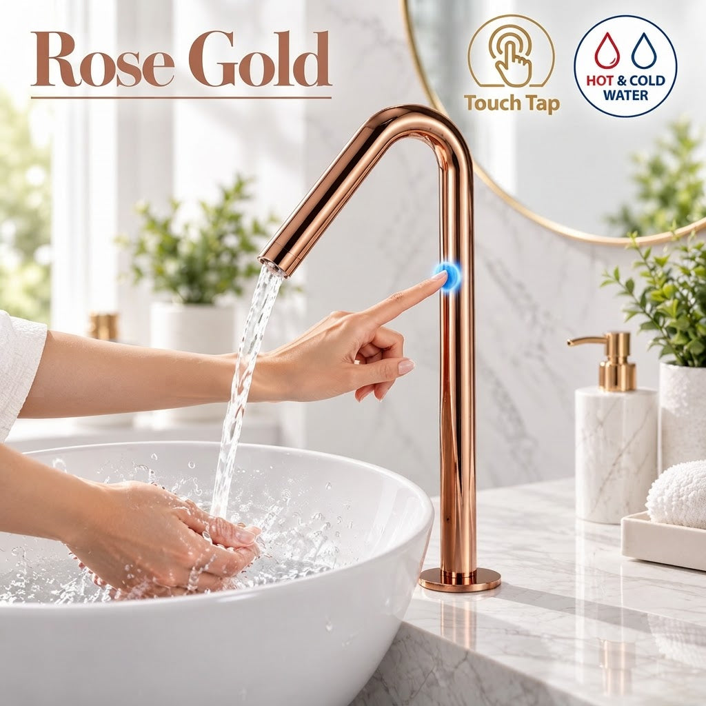 Smart Touch Gold Bathroom Faucet with Automatic Sensor