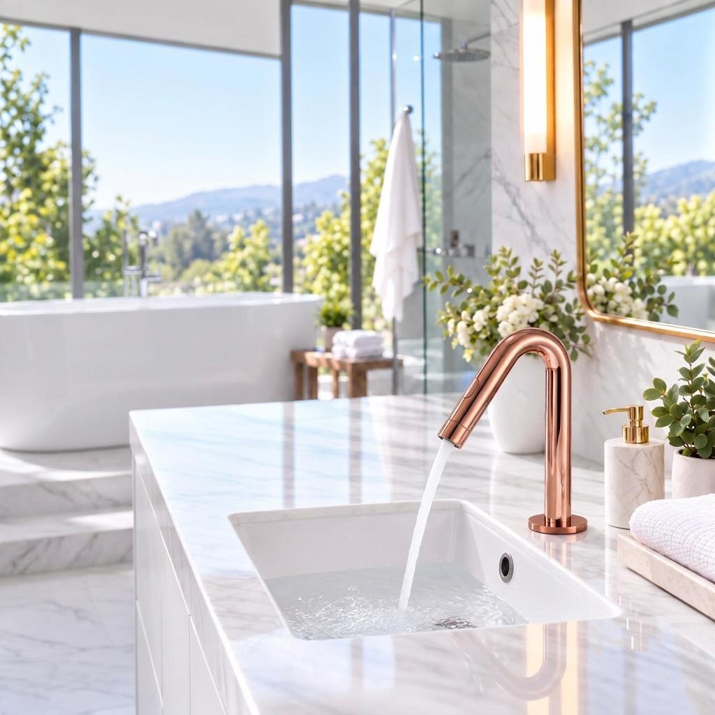 Smart Touch Gold Bathroom Faucet with Automatic Sensor