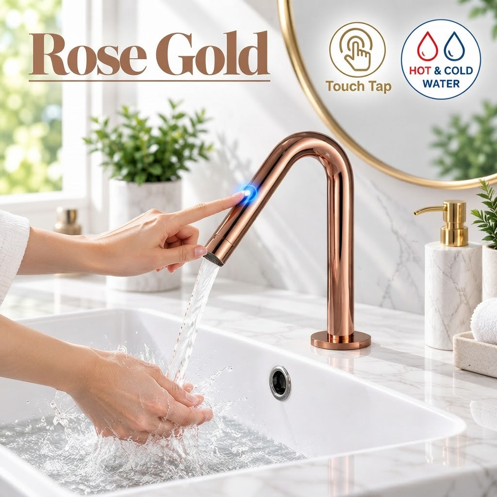Smart Touch Gold Bathroom Faucet with Automatic Sensor
