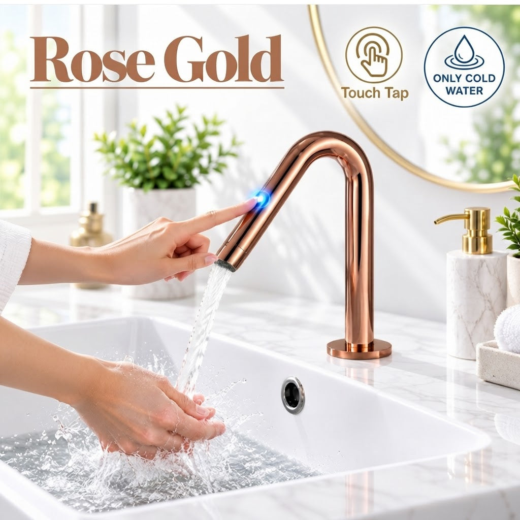 Smart Touch Gold Bathroom Faucet with Automatic Sensor
