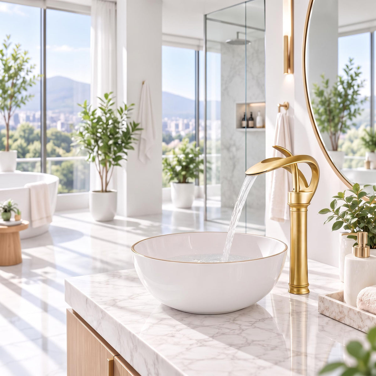 Waterfall Basin Mixer Tap – Solid Brass Modern Bathroom Sink Faucet