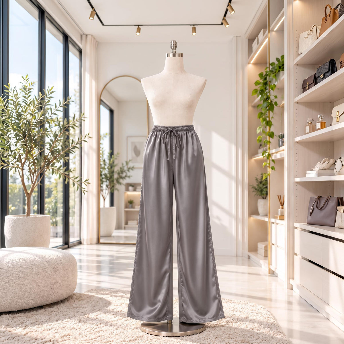 Elegant Flowing Wide Leg Silk Pants for Women
