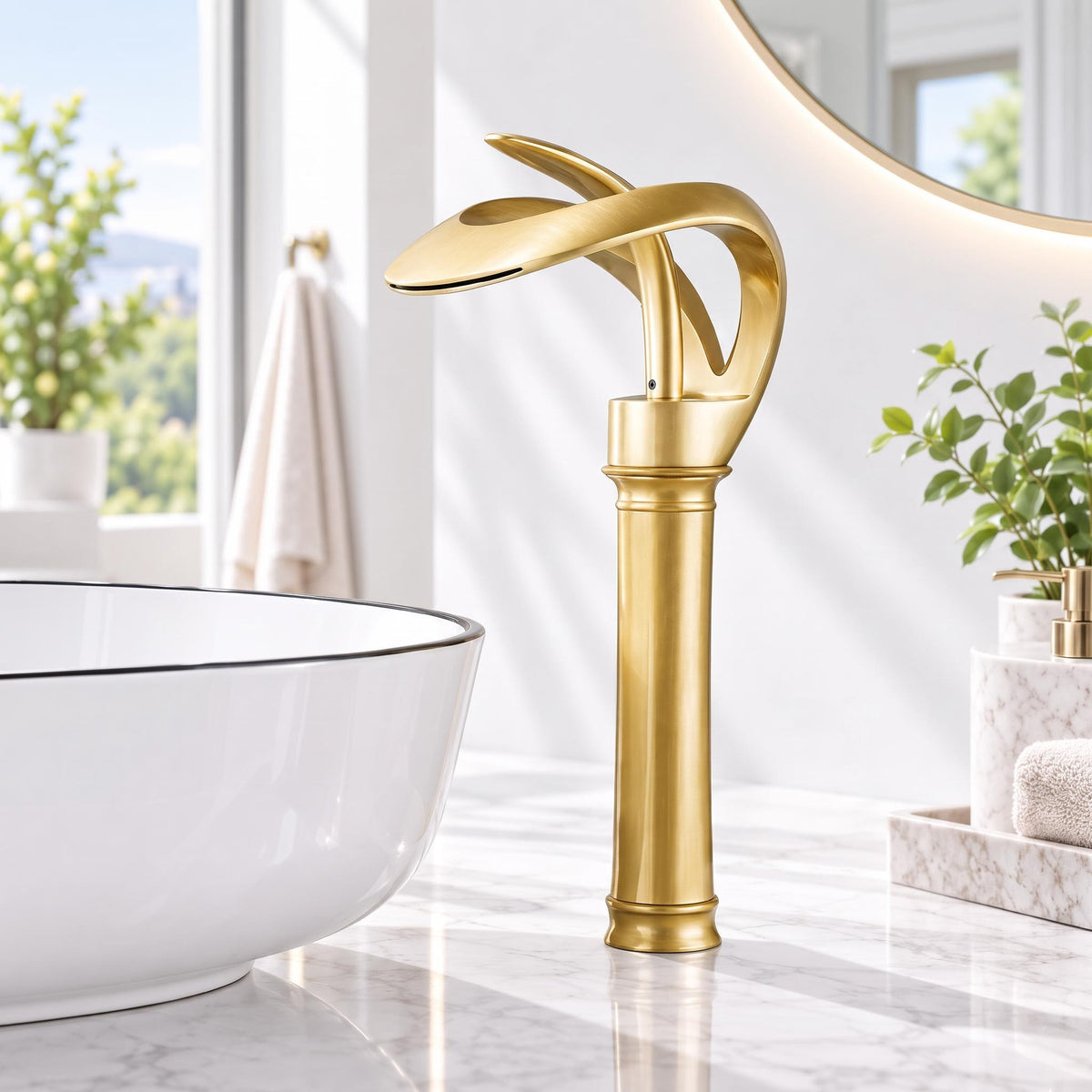 Waterfall Basin Mixer Tap – Solid Brass Modern Bathroom Sink Faucet