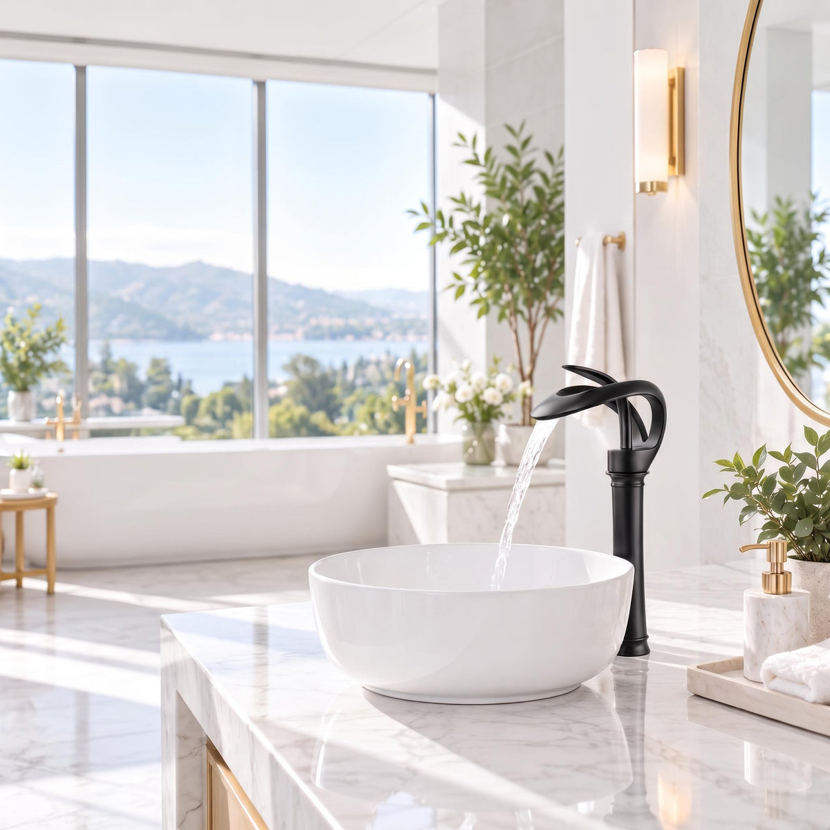 Waterfall Basin Mixer Tap – Solid Brass Modern Bathroom Sink Faucet
