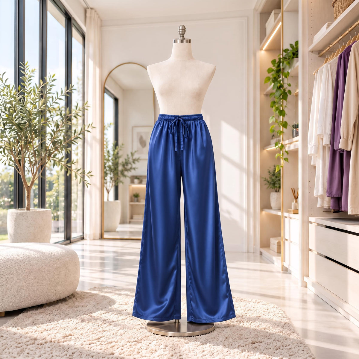 Elegant Flowing Wide Leg Silk Pants for Women