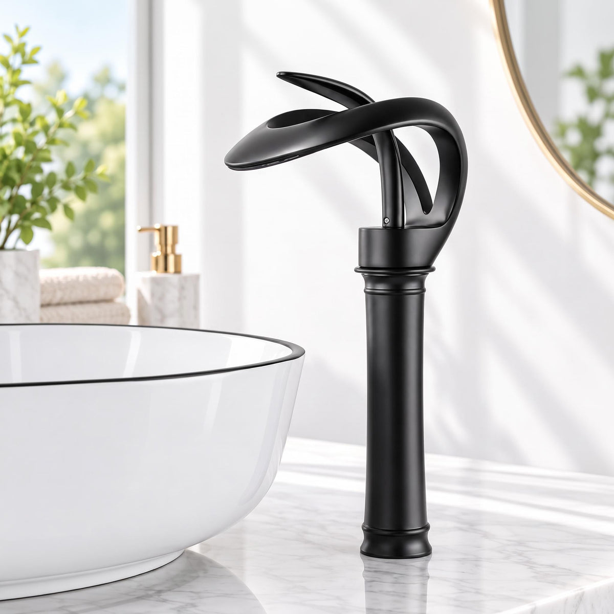 Waterfall Basin Mixer Tap – Solid Brass Modern Bathroom Sink Faucet