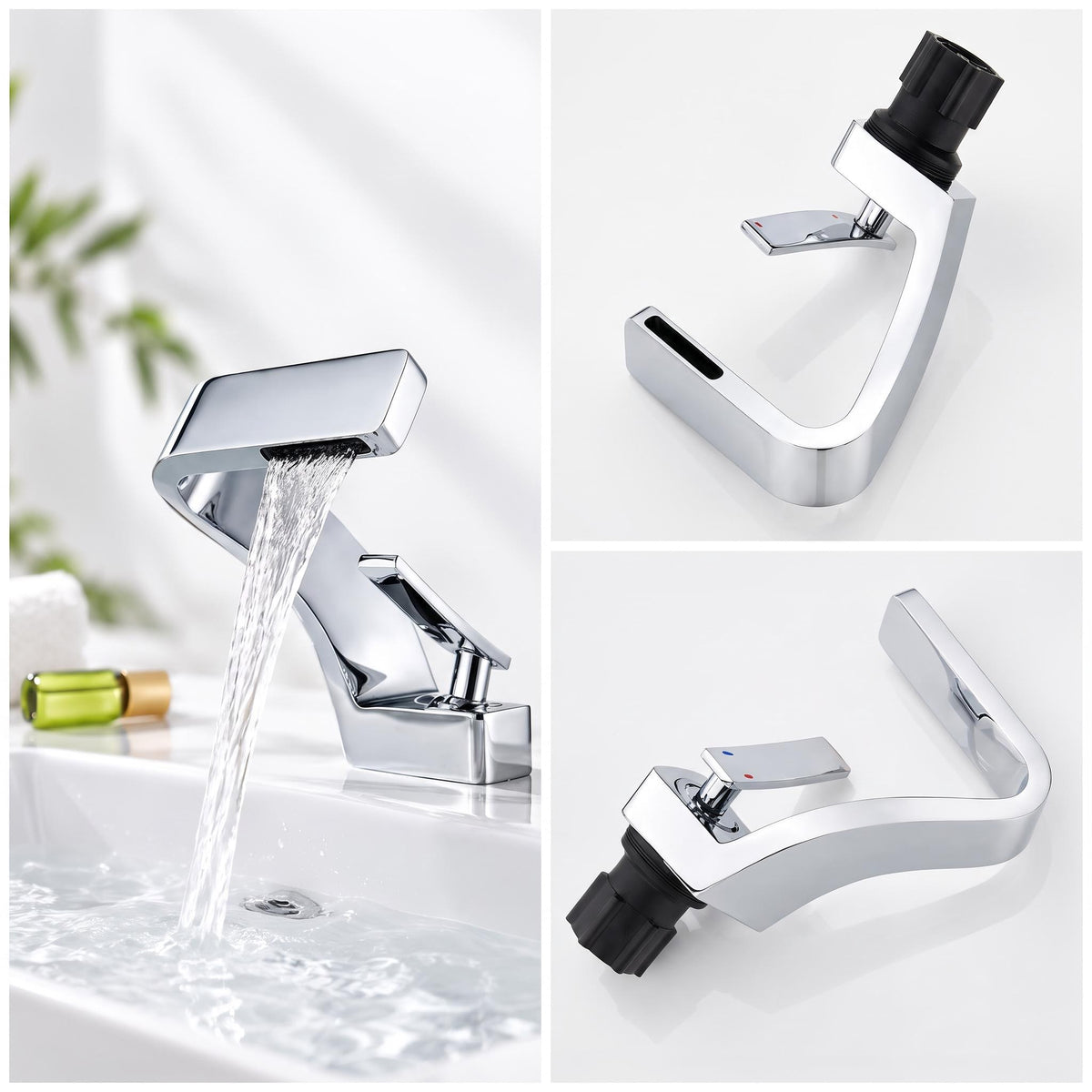 Waterfall Basin Mixer Tap – Solid Brass Modern Bathroom Sink Faucet