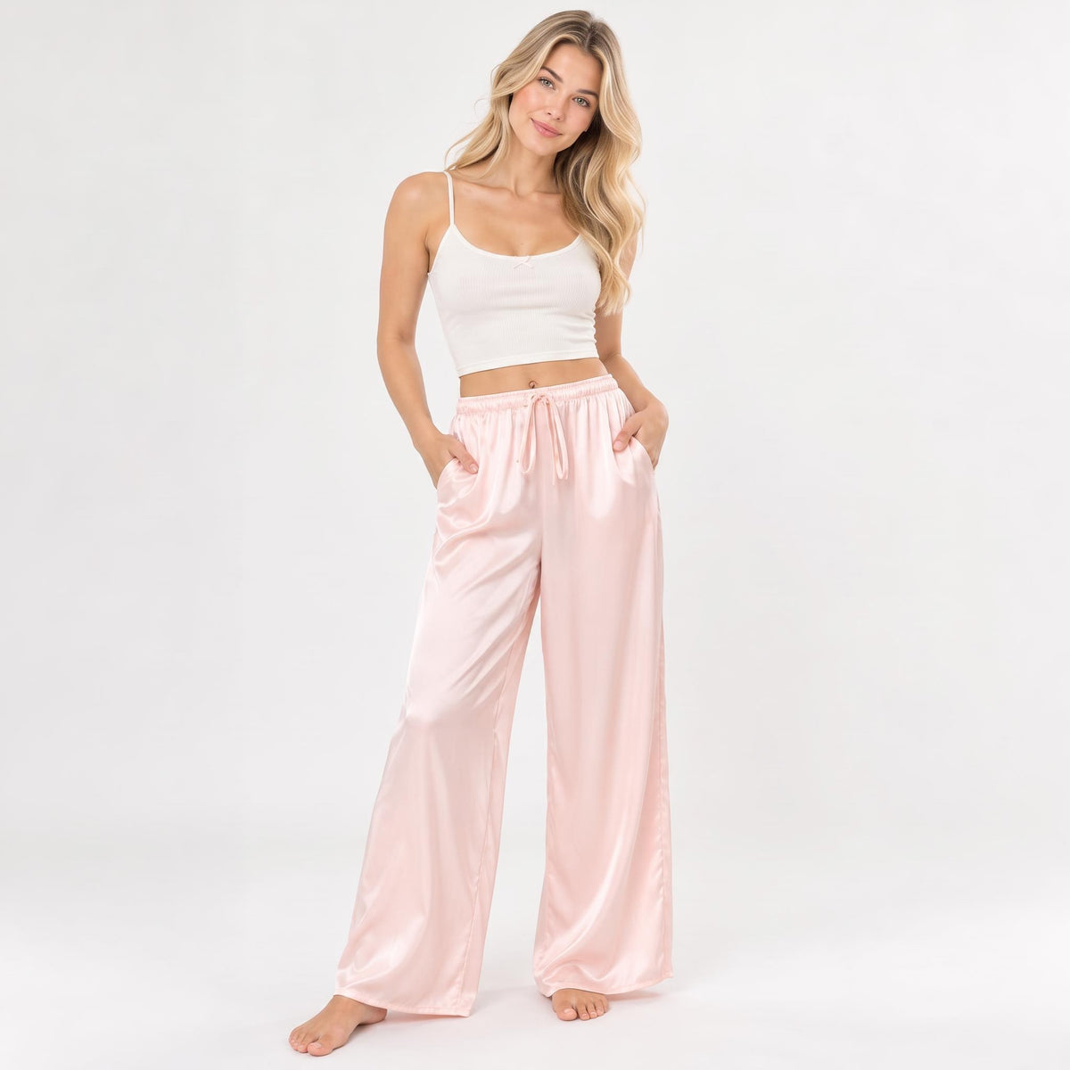 Elegant Flowing Wide Leg Silk Pants for Women