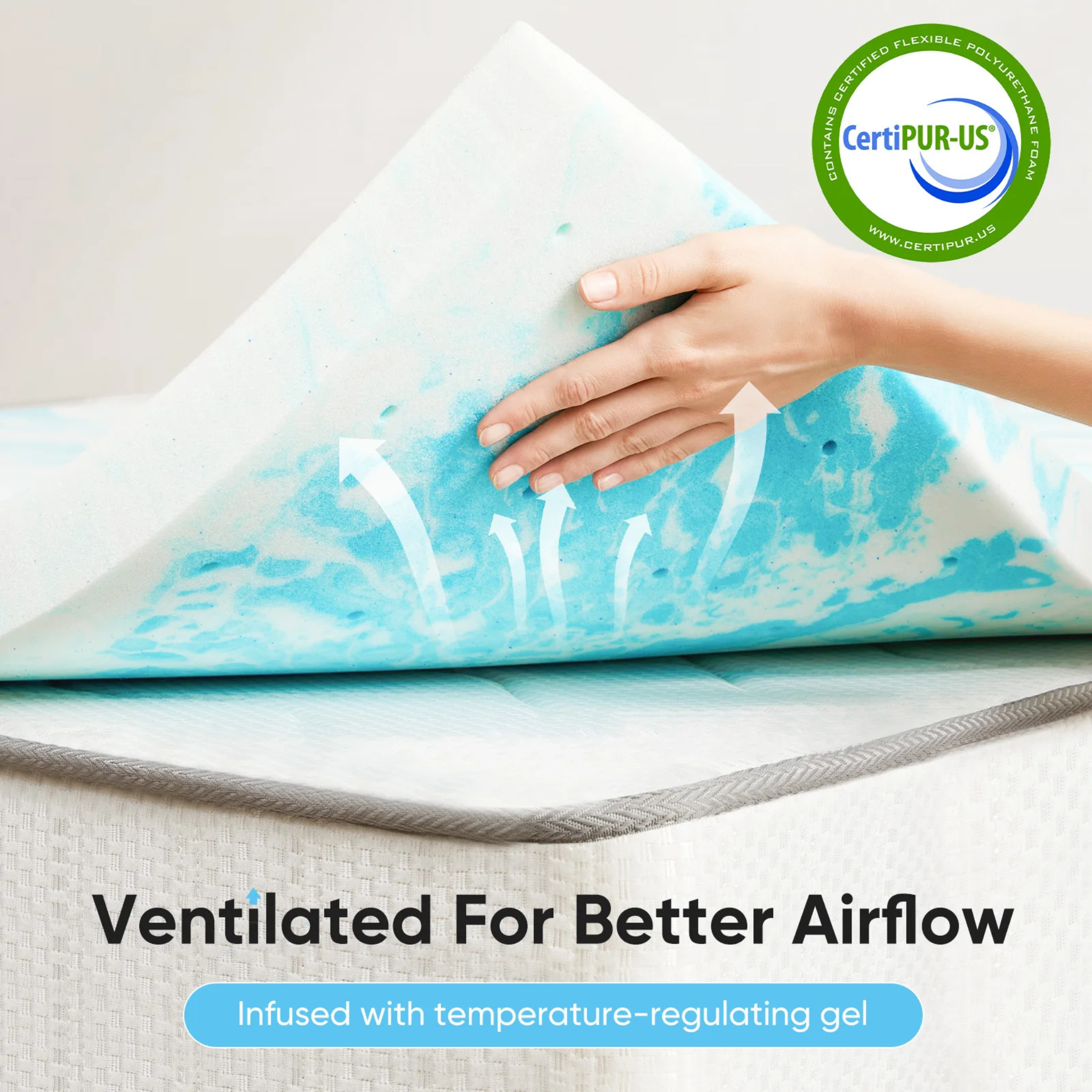 Cooling Gel Memory Foam Mattress Topper - Extra Thick Bed Pad