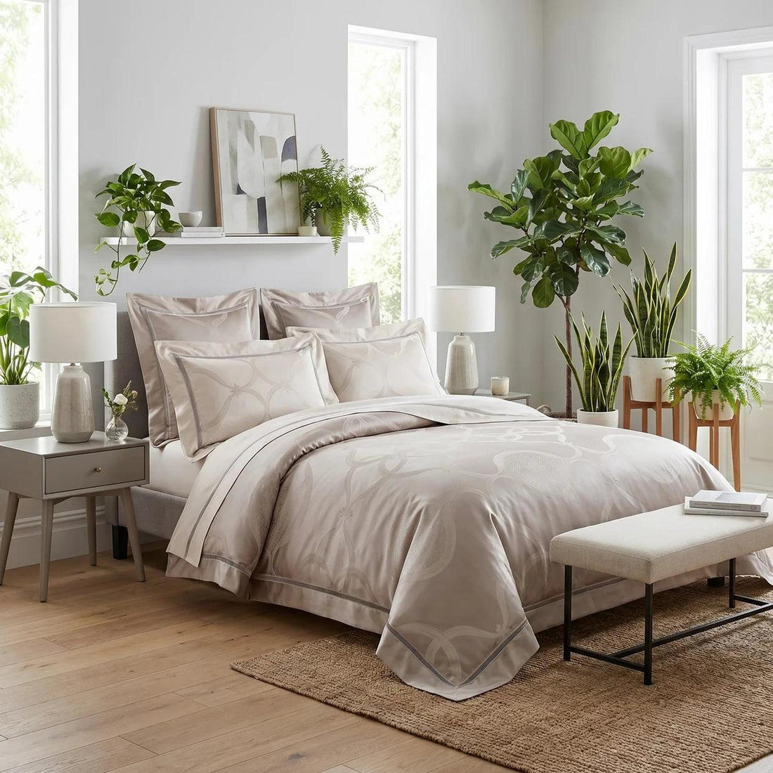 Arden 1000 TC Egyptian Cotton Duvet Cover Set - Sateen Bedding-Duvet Covers-Glompi-Double-Flat Sheet-4 Piece Set-Glompi