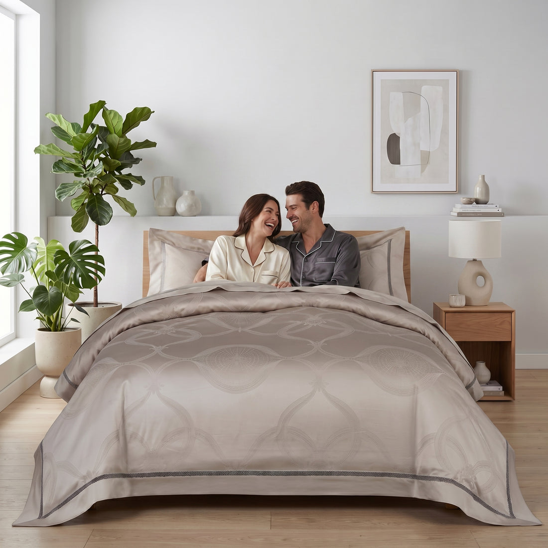 Arden 1000 TC Egyptian Cotton Duvet Cover Set - Sateen Bedding-Duvet Covers-Glompi-Double-Flat Sheet-4 Piece Set-Glompi