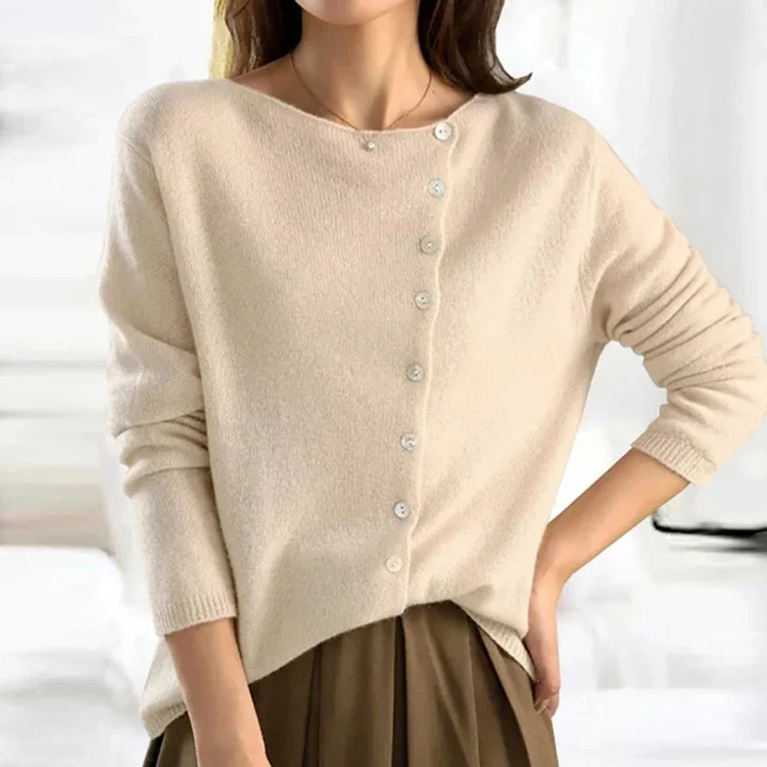 Asymmetric Knit Cardigan with Scoop Neckline for Women 2