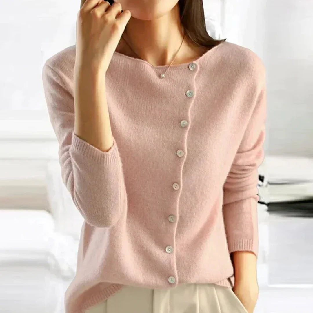 Asymmetric Knit Cardigan with Scoop Neckline for Women 0