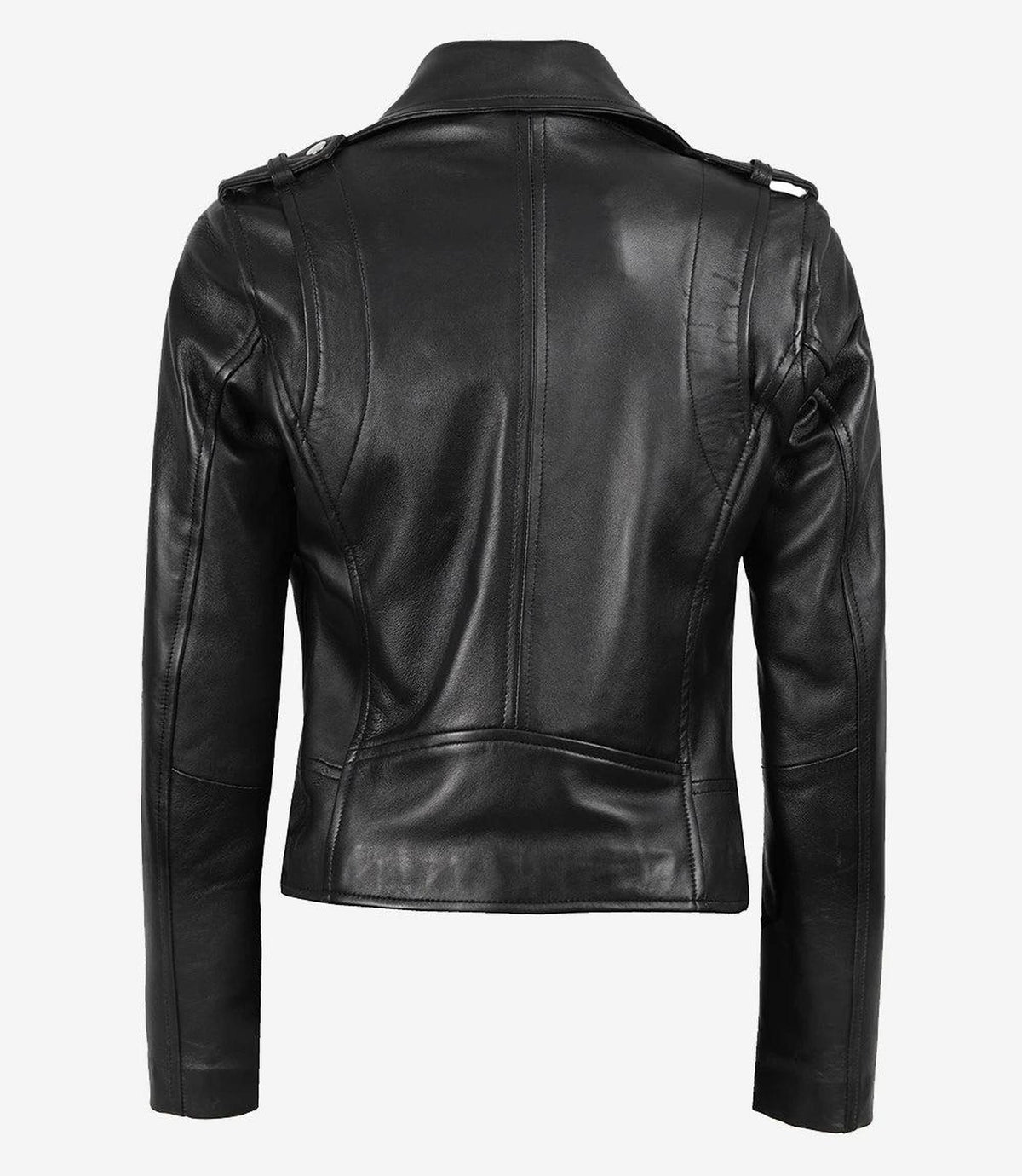Asymmetrical Black Leather Jacket for Women-Leather Jackets-Glompi-Glompi