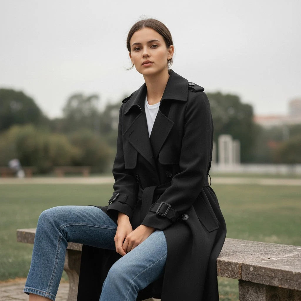 Belted Cotton Trench Coat for Women - Stylish and Versatile Outerwear 3