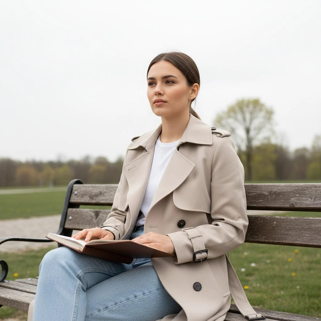 Belted Cotton Trench Coat for Women - Stylish and Versatile Outerwear 6