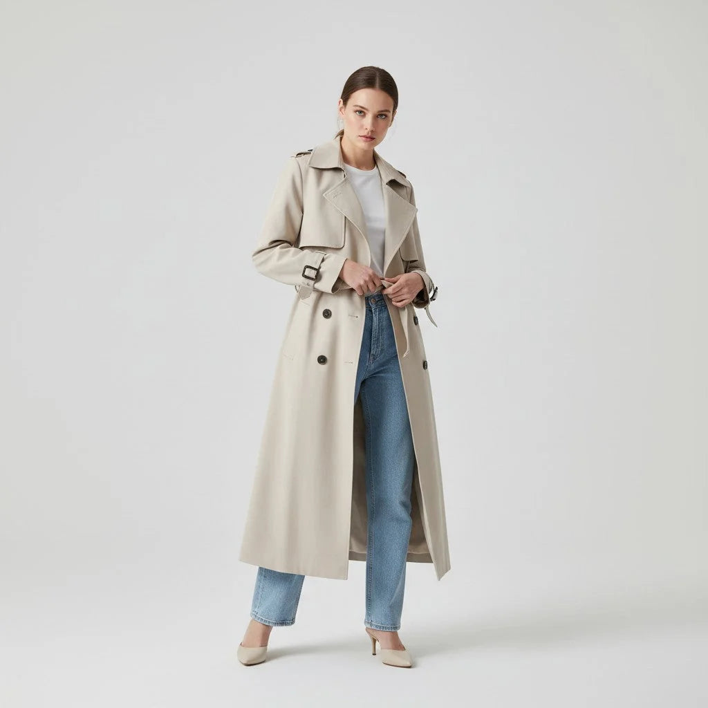 Belted Cotton Trench Coat for Women - Stylish and Versatile Outerwear 7