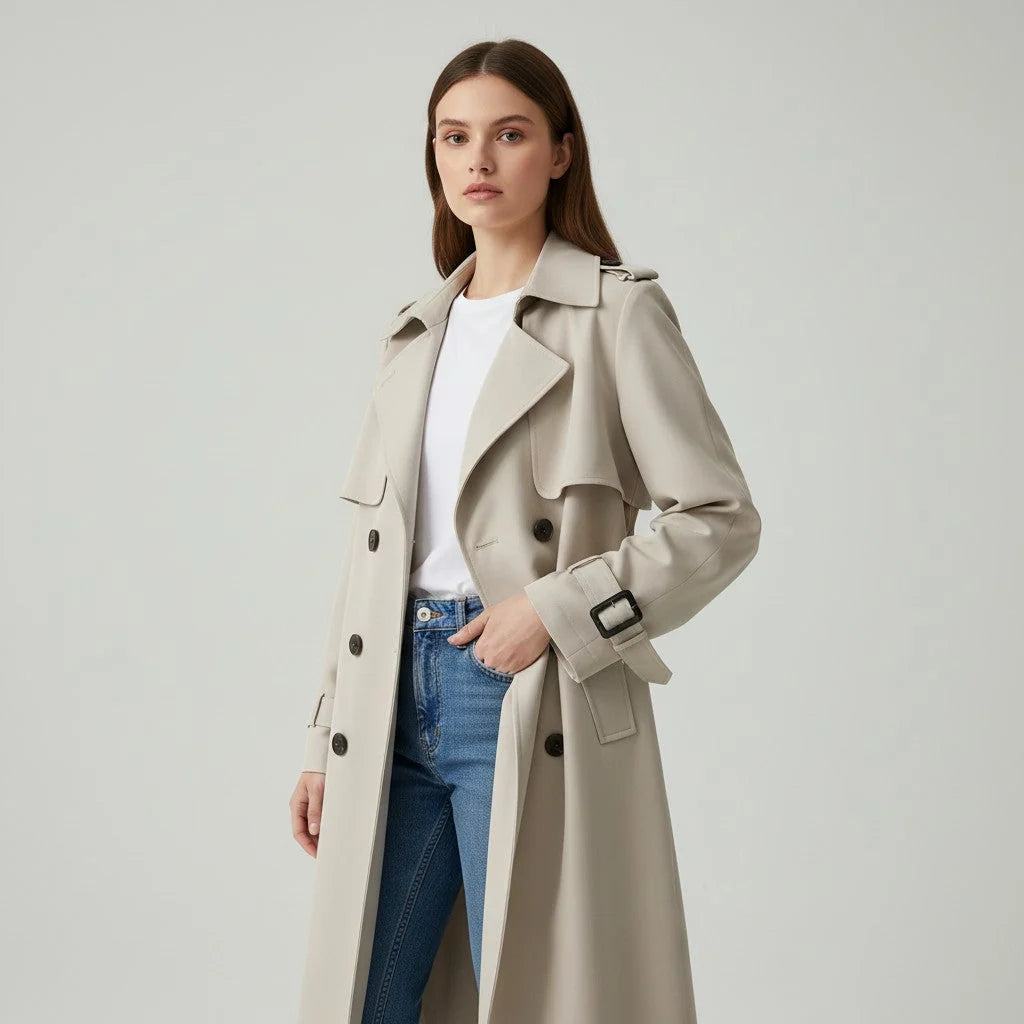Belted Cotton Trench Coat for Women - Stylish and Versatile Outerwear 2