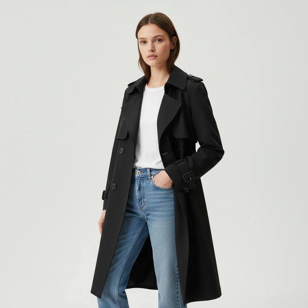 Belted Cotton Trench Coat for Women - Stylish and Versatile Outerwear 4