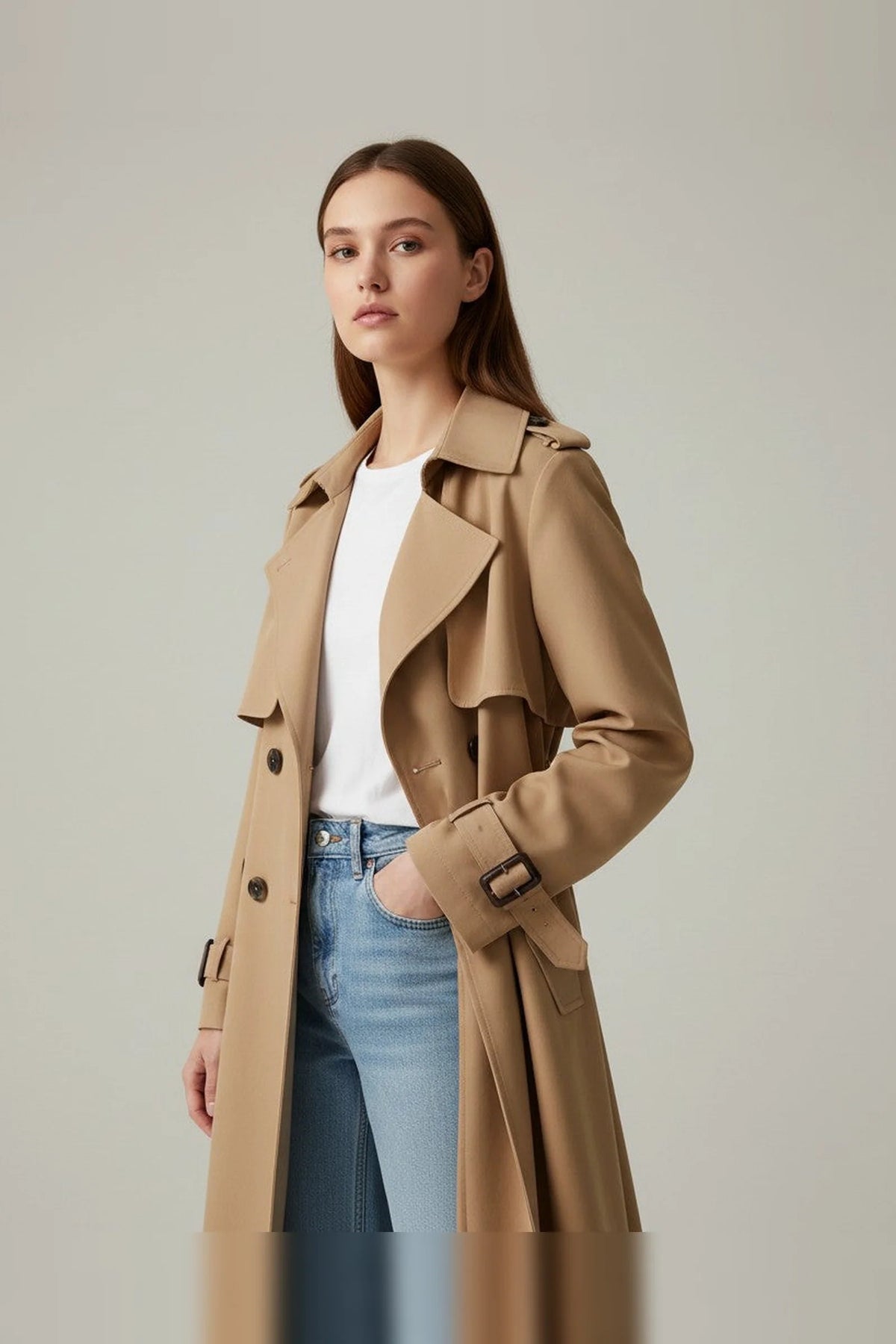 Belted Cotton Trench Coat for Women - Stylish and Versatile Outerwear 0