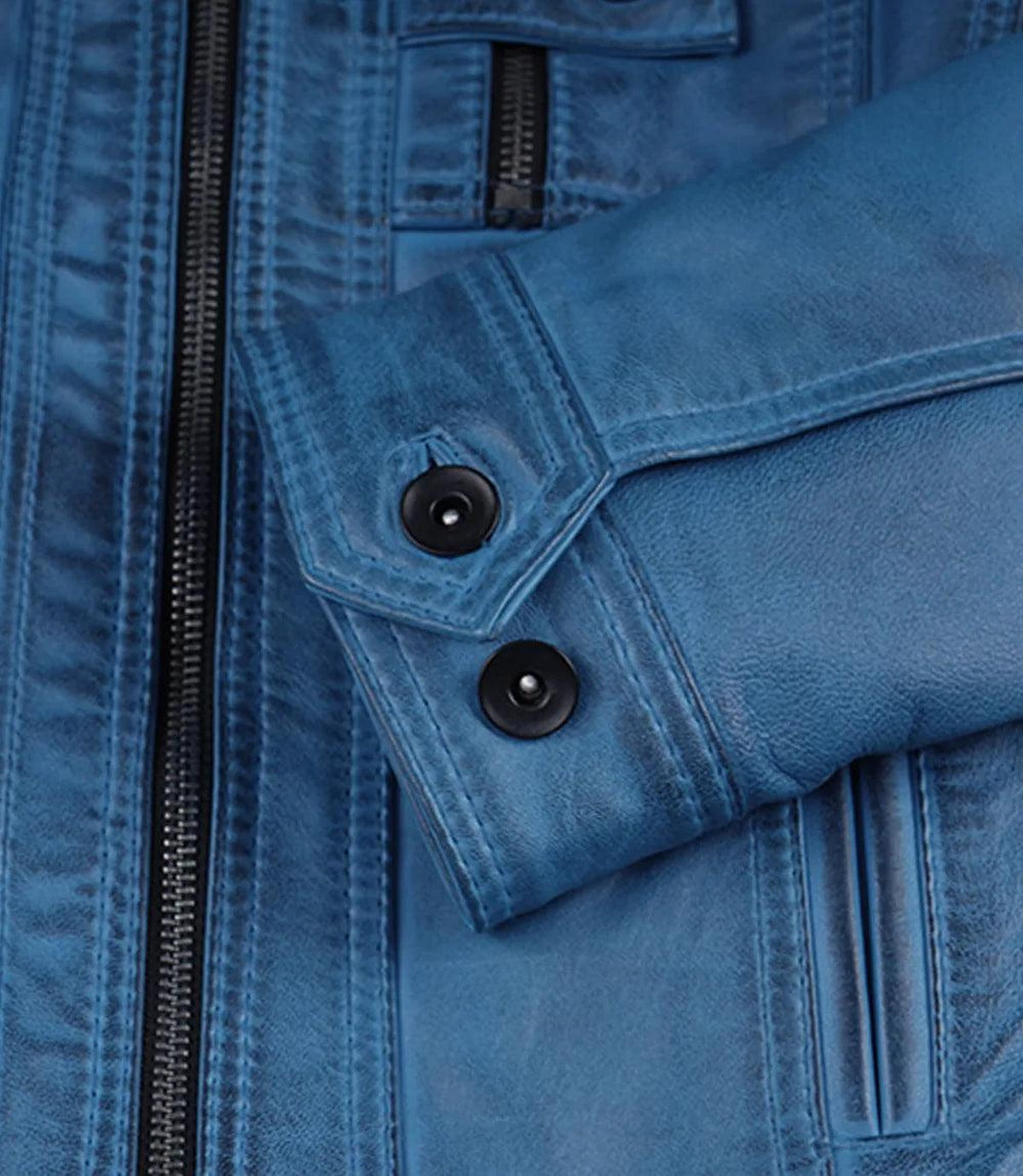 Blue Waxed Lambskin Leather Jacket for Women-Leather Jackets-Glompi-Glompi