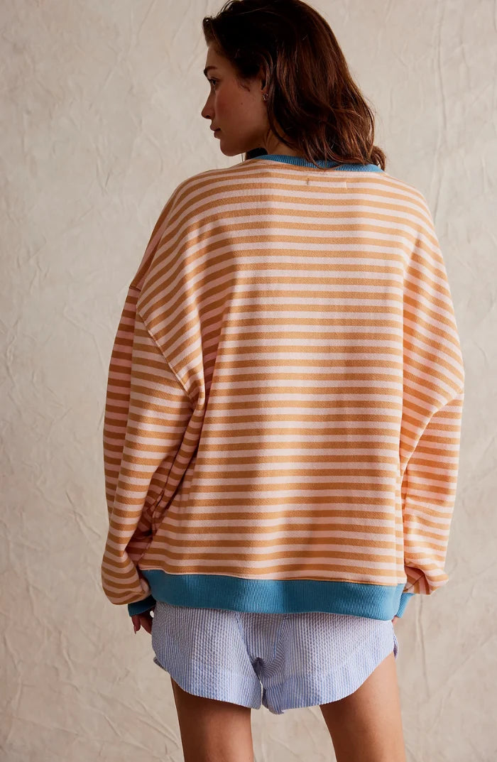 Bold Striped Oversized Sweatshirt with Contrast Trim 7