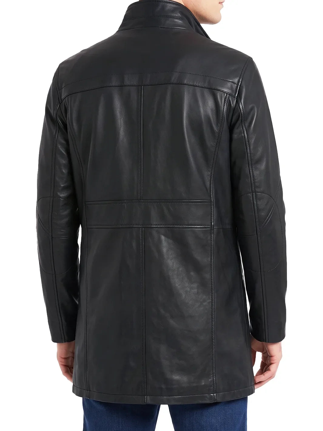 Bristol Men's Black Lambskin Overcoat with Pockets 1