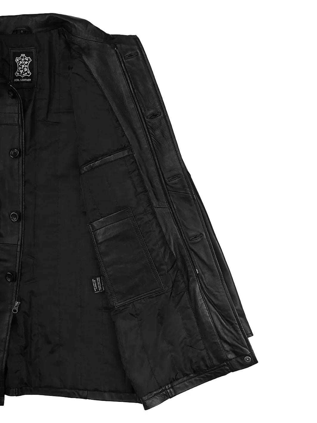 Bristol Men's Black Lambskin Overcoat with Pockets 4