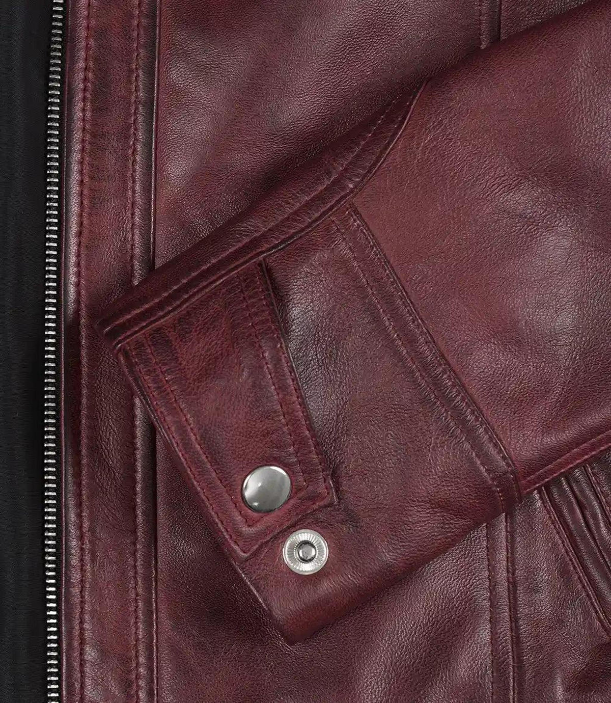 Burgundy Lambskin Leather Biker Jacket for Women-Leather Jackets-Glompi-Glompi