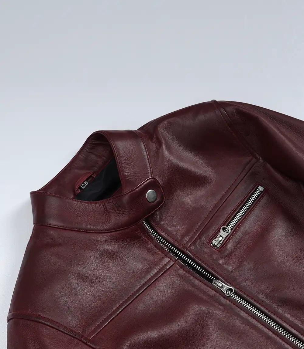 Burgundy Lambskin Leather Jacket for Women with Tailored Fit-Leather Jackets-Glompi-Glompi