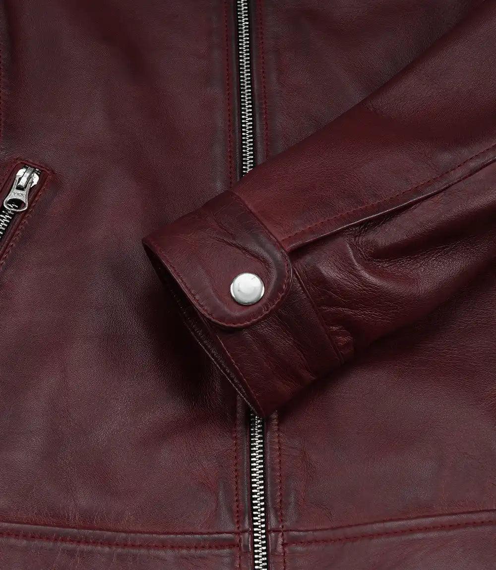 Burgundy Lambskin Leather Jacket for Women with Tailored Fit-Leather Jackets-Glompi-Glompi