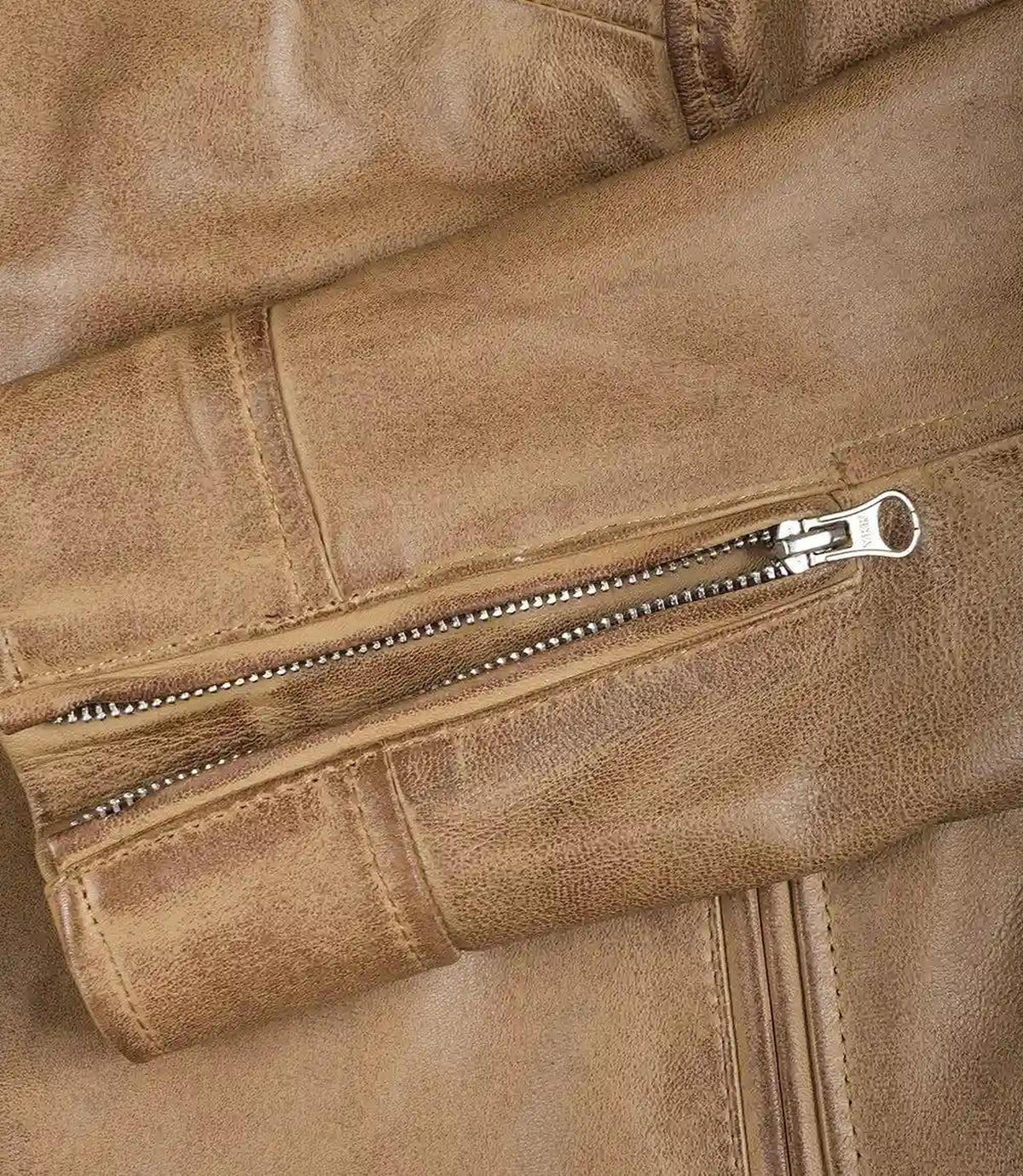 Camel Leather Biker Style Jacket for Women-Leather Jackets-Glompi-Glompi